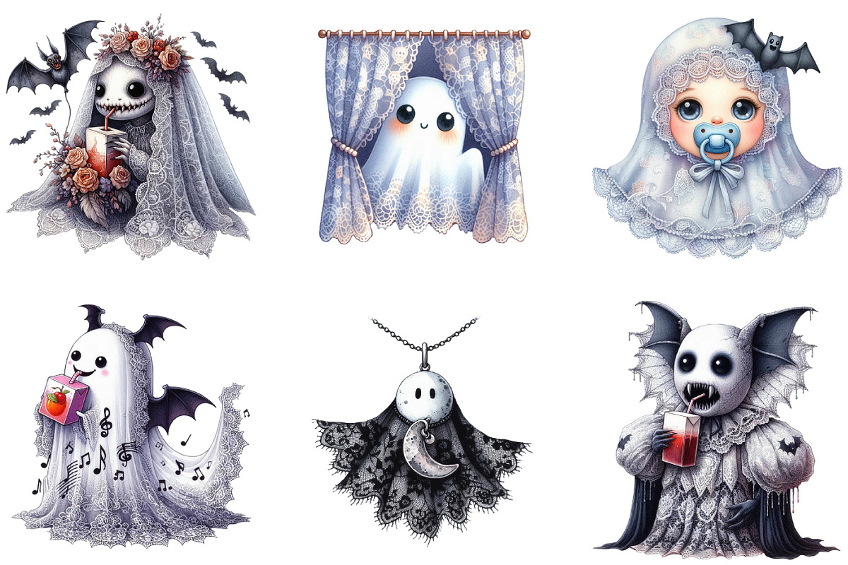 Halloween Lace Ghost Sublimation, an Illustration by DreamArtGraphic (Photo 6 of 6)