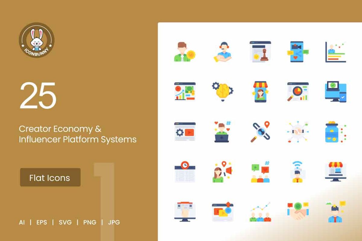 25 Creator Economy Icons, a Solid Icon by IconBunny (Photo 1 of 2)