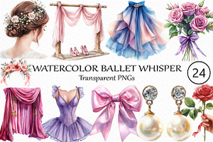 Watercolor Ballet Whisper Clipart, an Illustration by Craft Nest