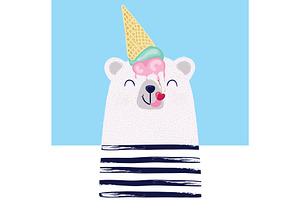 Cute Bear Vector.Funny Animal.