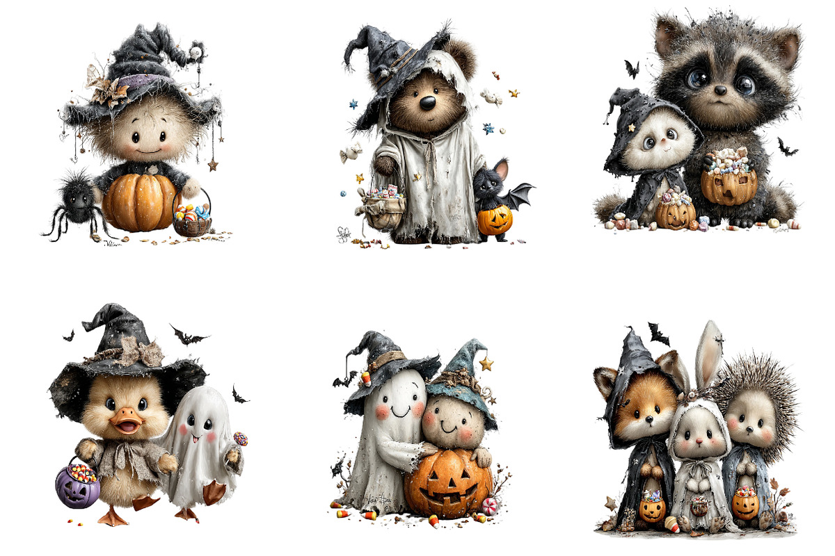 Spooky Cute Friends Halloween, a Seasonal Illustration by CreationArt (Photo 4 of 7)