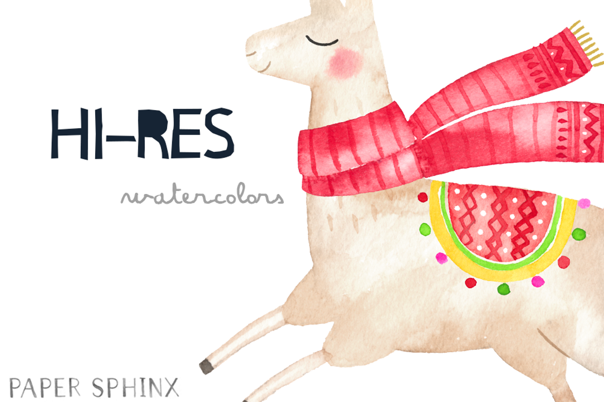 Christmas Llamas Clipart, an Illustration by PaperSphinx (Photo 3 of 3)