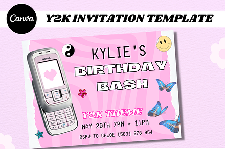 Y2K Retro Invitation Template, an Invitation Template by PLANETSEL