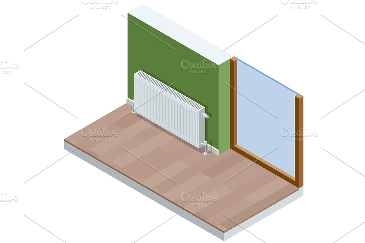 Isometric room interior with wall, an Object Illustration by Golden Sikorka