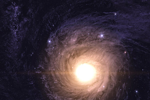 Spiral galaxy and stars.