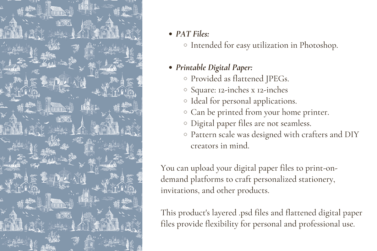 Old Church Toile de Jouy Print, a Background Graphic by Hughes Studio (Photo 7 of 7)