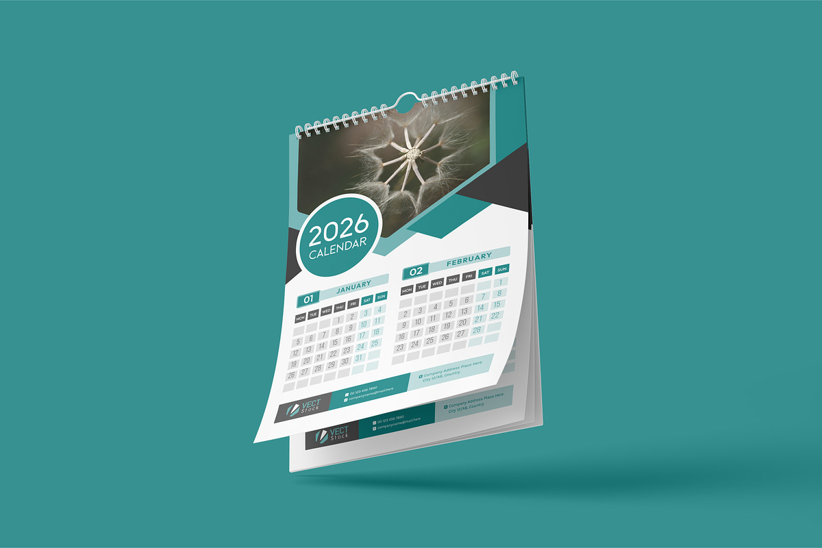 2026 Wall Calendar Template, a Stationery Template by VectStock (Photo 9 of 9)