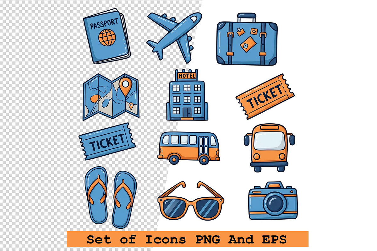 Set of travel lifestyle icons vector, an Icon by one-touch
