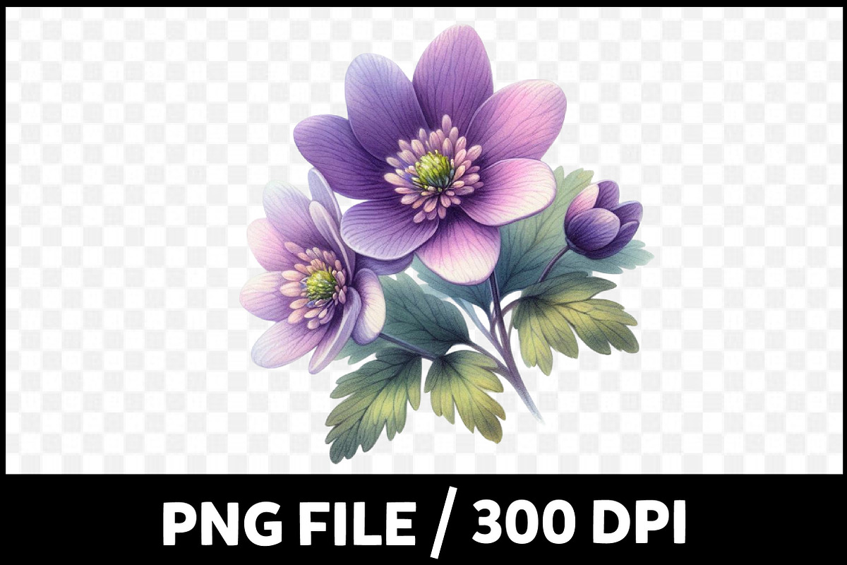 Violet Flower Watercolor Clipart, an Illustration by Designking (Photo 3 of 4)