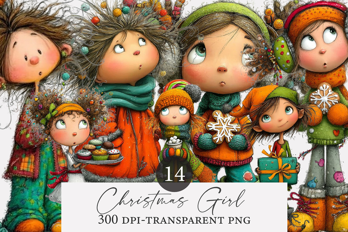 Christmas girl clipart, an Illustration by Designworld (Photo 1 of 3)