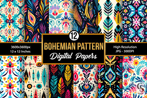 Bohemian Digital Paper Patterns