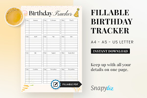 Printable Birthday List