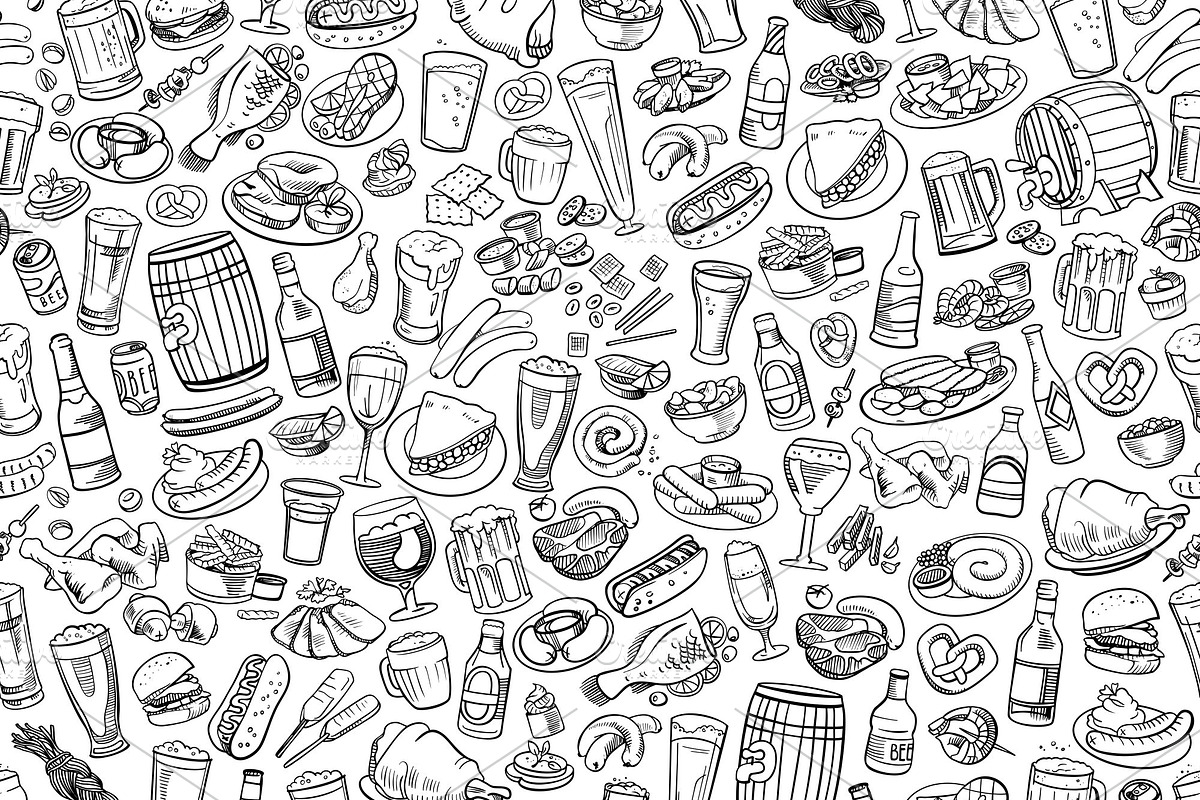 Pub Foods&Drinks | Doodle Vector, a Pattern Graphic by Red Spruce's Vector Shop (Photo 9 of 11)