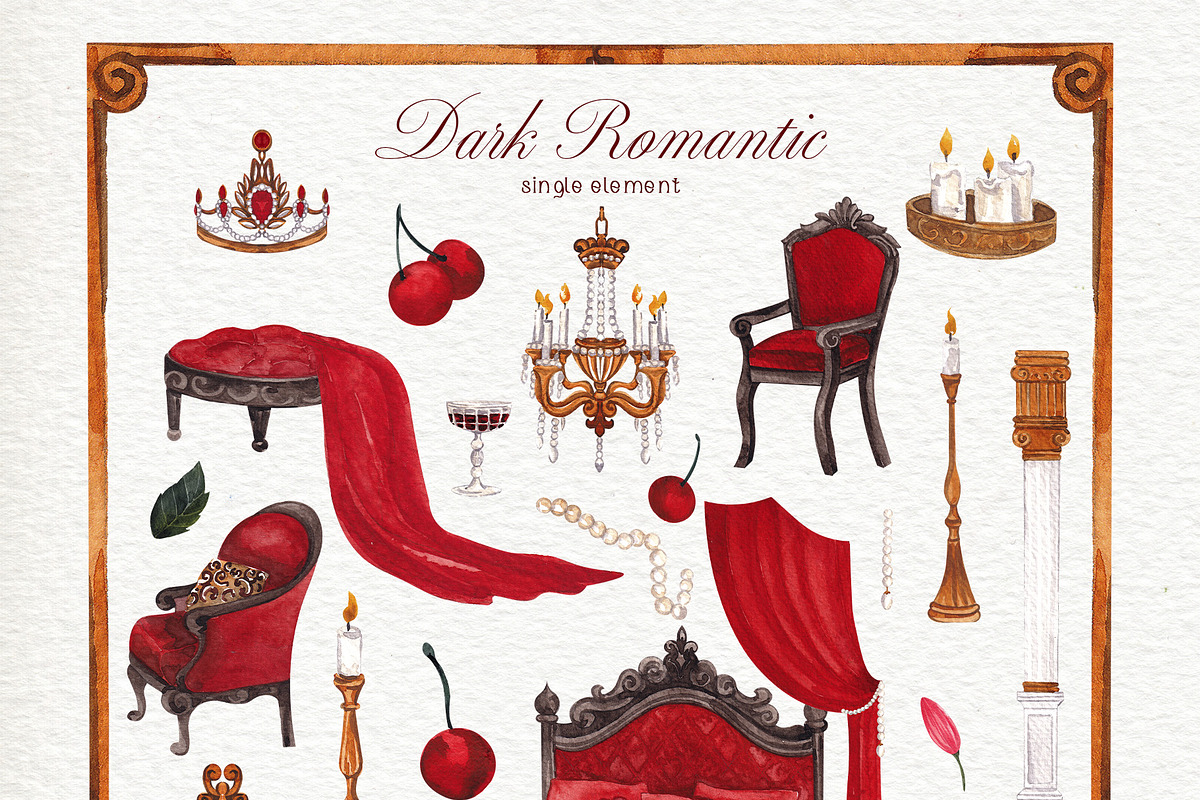 Dark Romantic. Watercolor art, an Object Graphic by ma_i_vi (Photo 4 of 12)