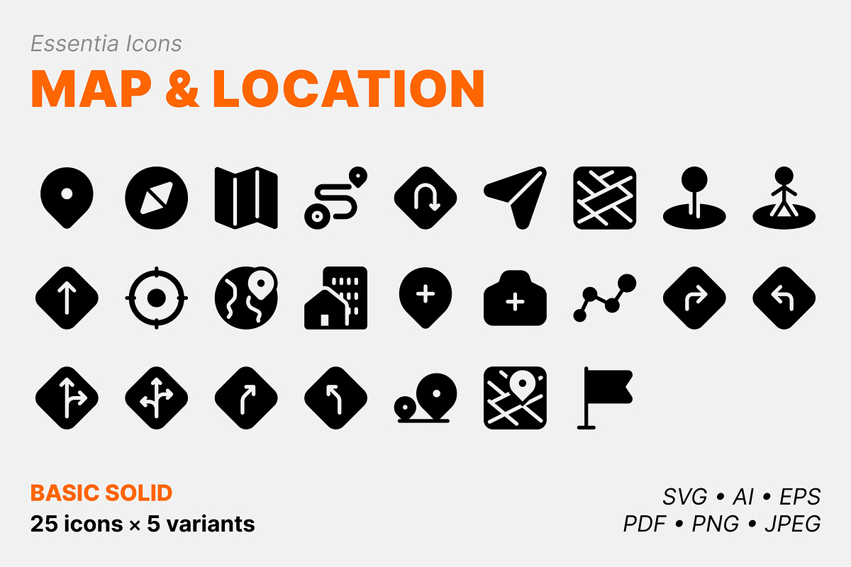 Map & location icons (Solid), a Solid Icon by Totto House (Photo 1 of 3)