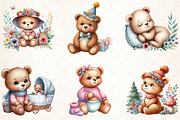 Watercolor Baby Bear Clipart, an Illustration by DreamCafeArt (Thumbnail 3 of 6)