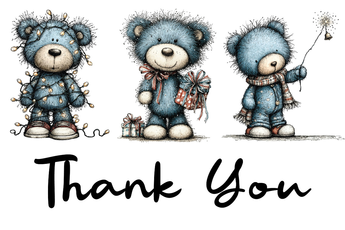 Christmas Teddy Bear Blue Clipart, an Illustration by CraftArtStudio (Photo 6 of 6)