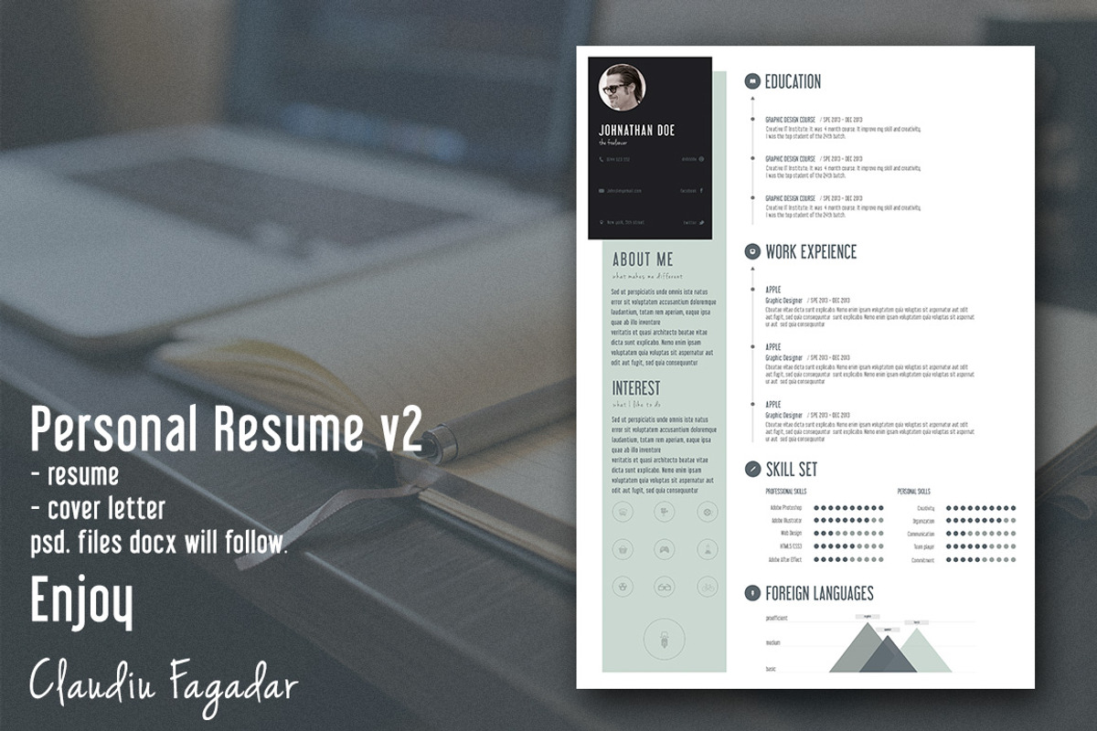 Creative Personal Resume - Minimal, a Resume Template by Brand Square (Photo 1 of 2)