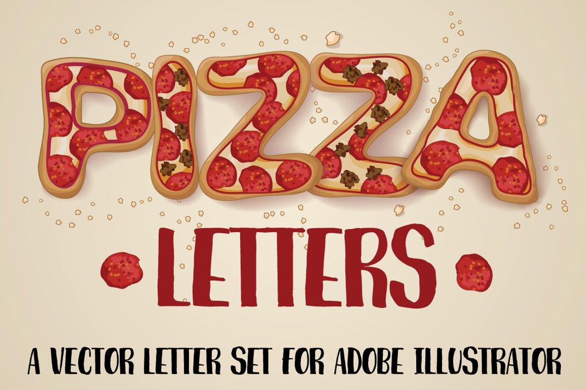 Hand Drawn Pizza Letters, an Object Graphic by Transfuchsian