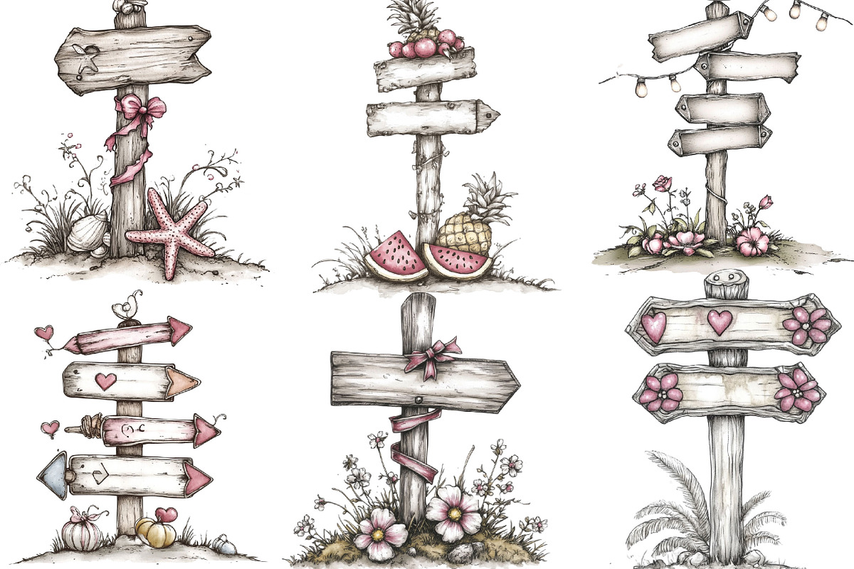 Whimsical Summer Singpost Clipart, an Illustration by Designking (Photo 3 of 5)