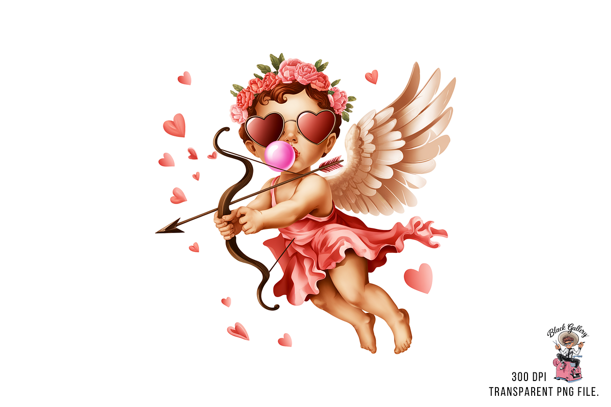 Cupid with Bow and Bubblegum Clipart, an Illustration by Clipart Studio (Photo 2 of 13)