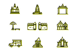 Thailand Landmark Icon Set