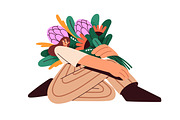People holding flower bouquets set, a Person Illustration by Good Studio (Thumbnail 7 of 16)