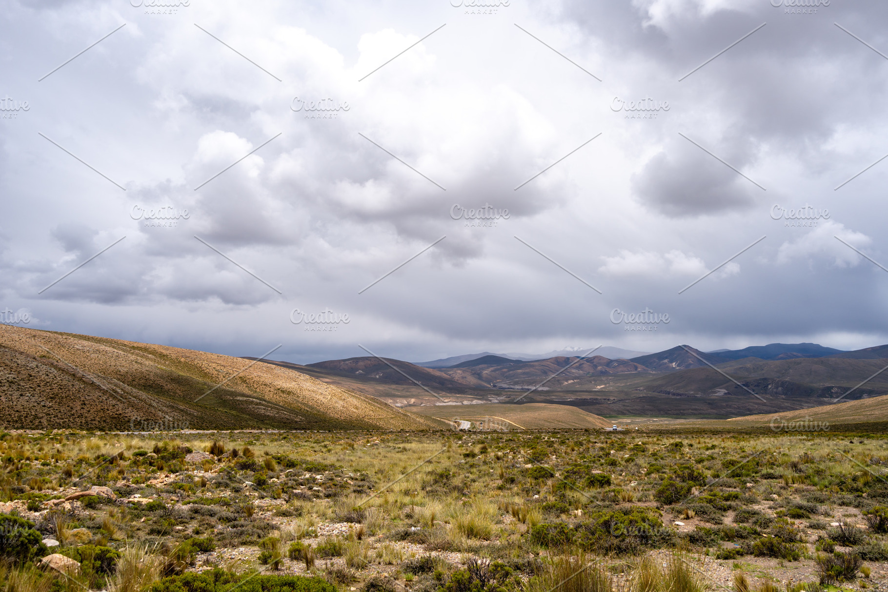 Vast valley and mountains landscape with dramatic sky, Peru, a Nature Photo by GoodGoods