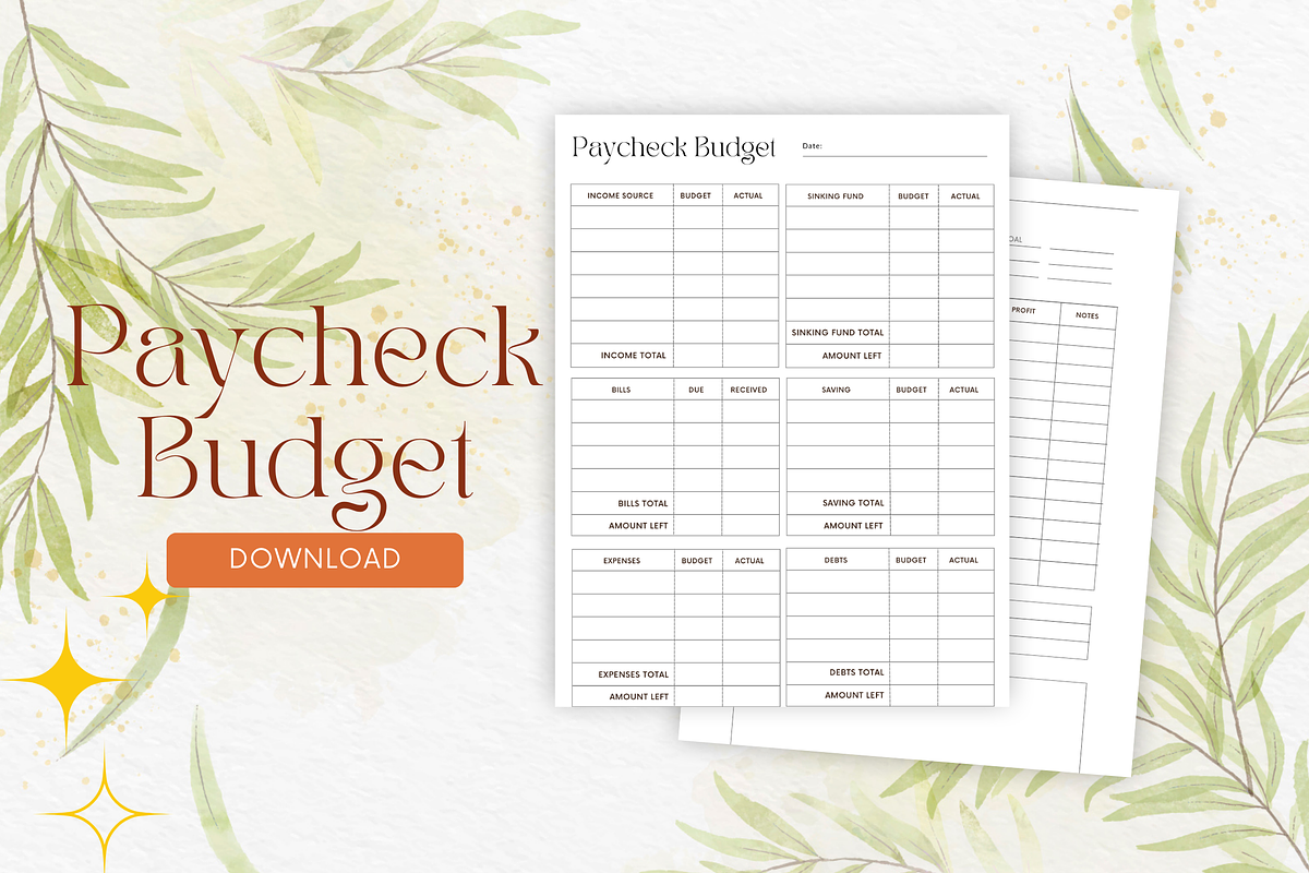 Paycheck Budget Planner Canva + PDF, a Stationery Template by Designbudy (Photo 3 of 7)