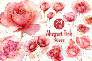 Abstract Pink Roses Clipart