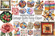Watercolor Cottage Quilts Fussy Clip, an Illustration by Libby Wishes (Thumbnail 1 of 6)