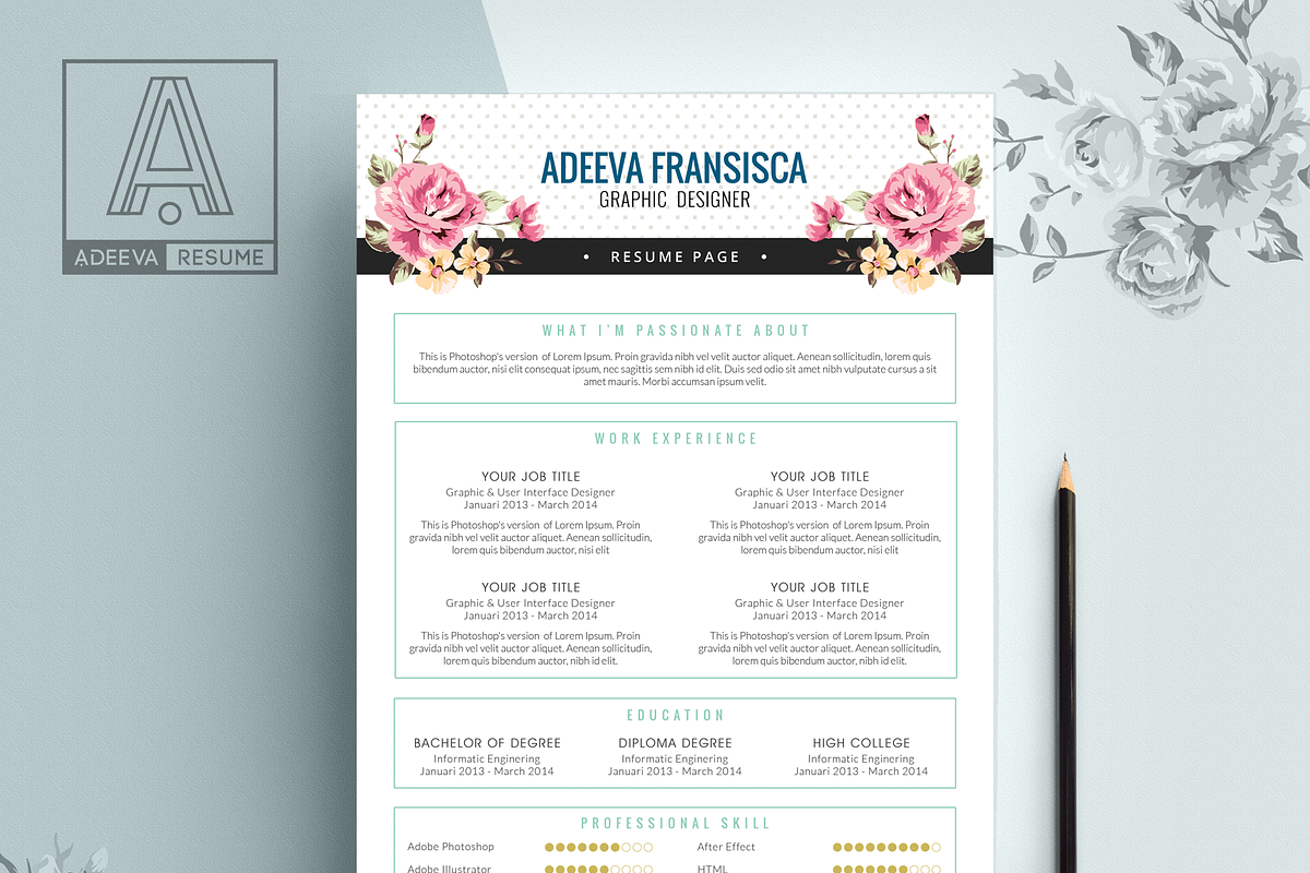 Vintage Resume Template Fransisca, a Resume Template by AdeevaResume (Photo 2 of 4)