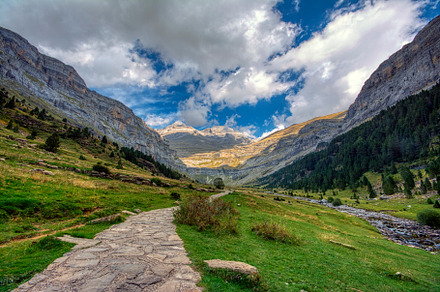 The most popular route in the Ordesa Valley, from the Pradera de Ordesa to the, a Nature Photo by CreativePhotoSpain