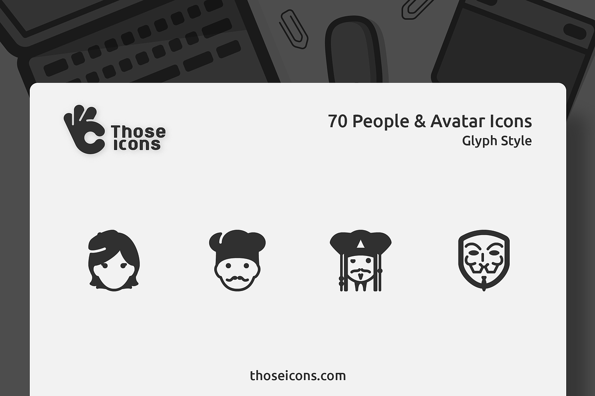 70 People & Avatars Glyph Icon, a Solid Icon by Those Icons (Photo 1 of 2)