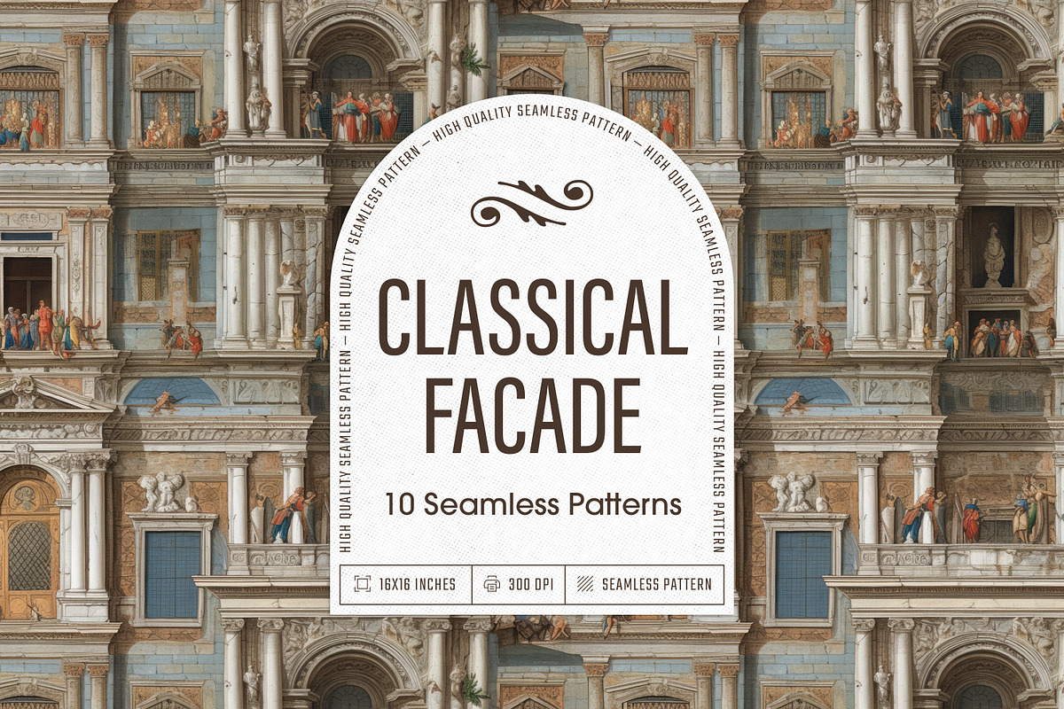 Classical Facade Seamless Patterns, a Pattern Graphic by PrintyleStudio (Photo 1 of 6)