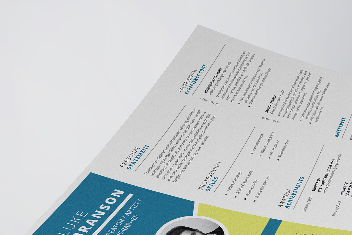 Landscape Resume/CV Template, a Resume Template by HueNestify