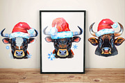 Christmas bulls, an Animal Illustration by Watercolor fantasy (Thumbnail 3 of 4)