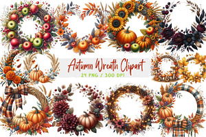 Fall Wreath Clipart, Autumn Wreath, an Illustration by DreamArtGraphic