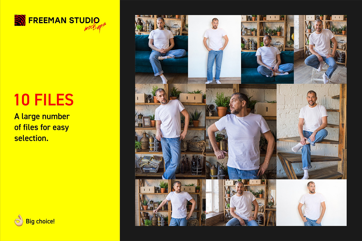 Grown Men's T-Shirt Mock-Up, a Shirt Mockup by Freeman Studio (Photo 4 of 13)