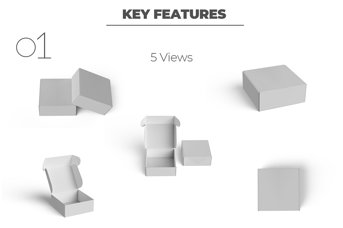 Front Tuck Square Mailing Box Mockup, a Packaging Mockup by Sheikhadesign (Photo 2 of 10)