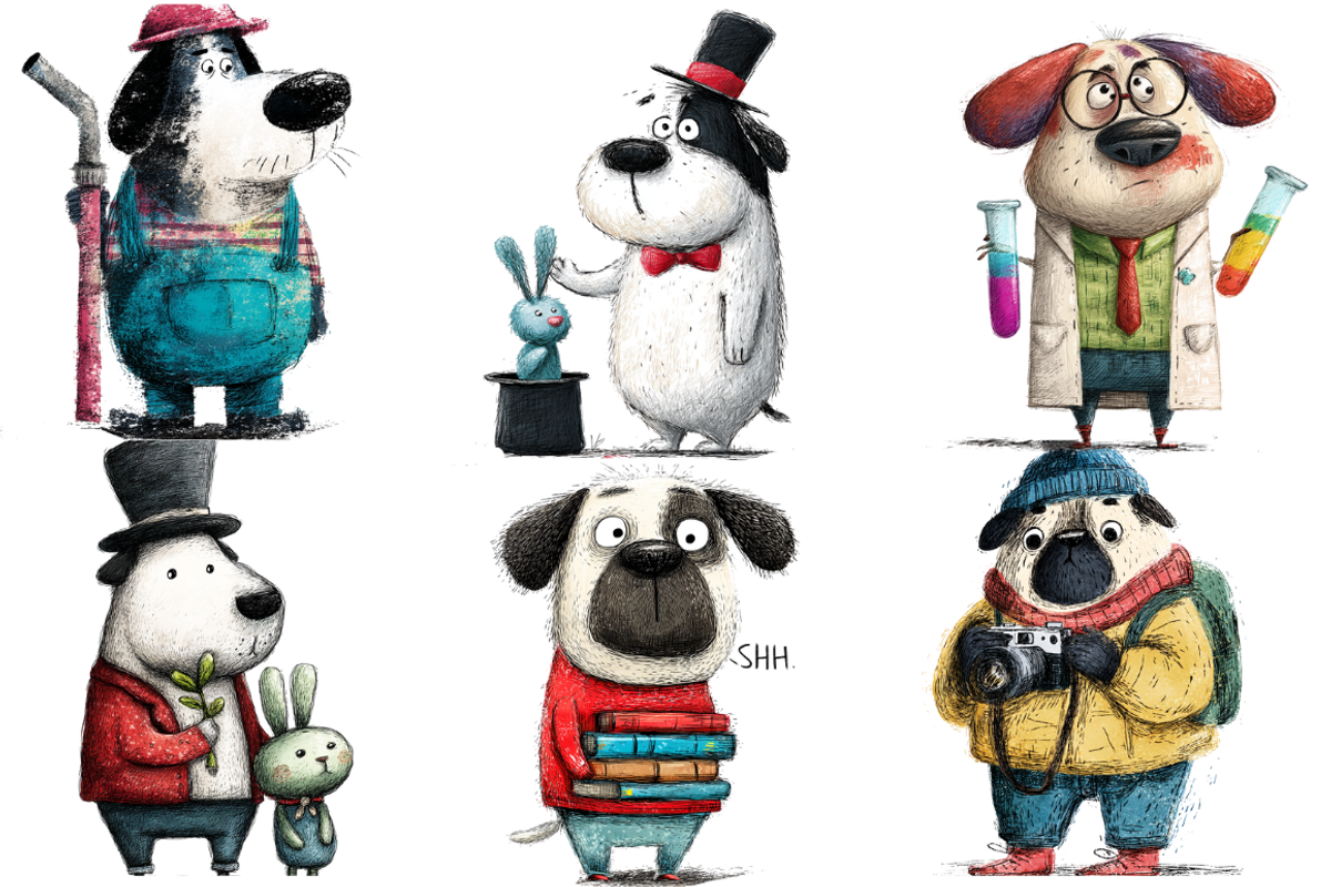 Whimsical Dogs With Big Jobs, an Animal Illustration by PrintHaven Designs (Photo 5 of 10)