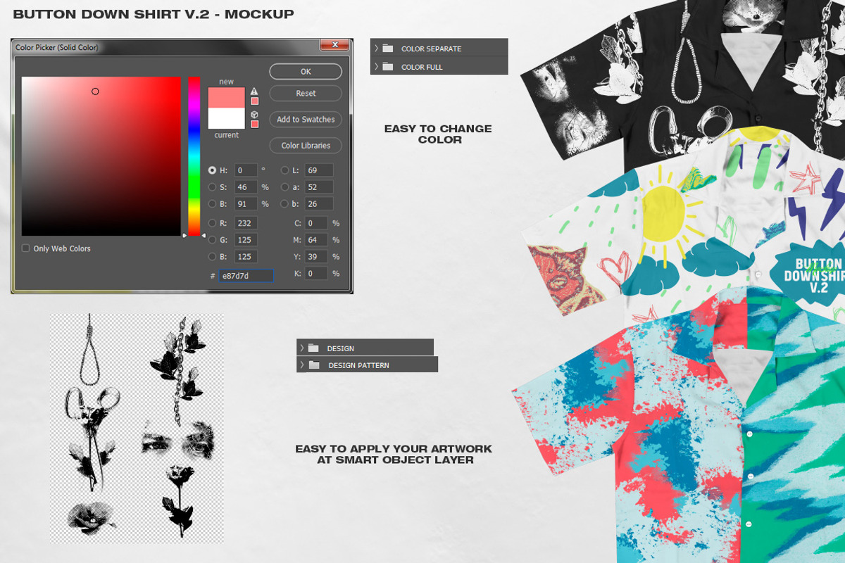 Button Down Shirt V.2 - Mockup, a Shirt Mockup by DaldSgh (Photo 7 of 10)