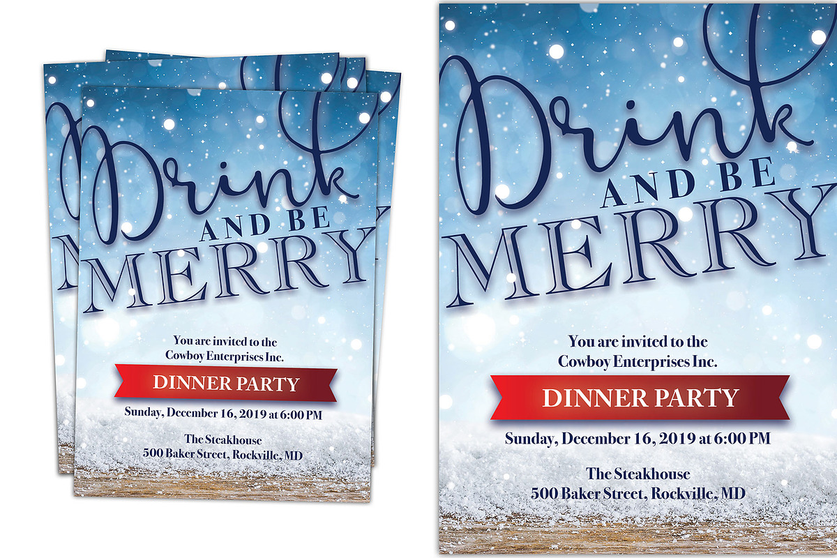 Be Merry Holiday Party Invite, an Invitation Template by BF Studios (Photo 2 of 2)