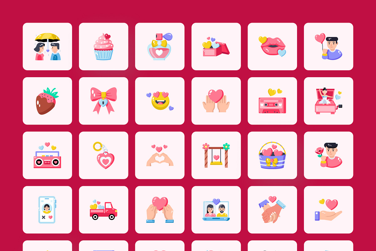 150 Valentine Day Icons, an Emoji Icon by Prosymbols (Photo 7 of 8)