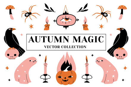 AUTUMN MAGIC vector pattern, element