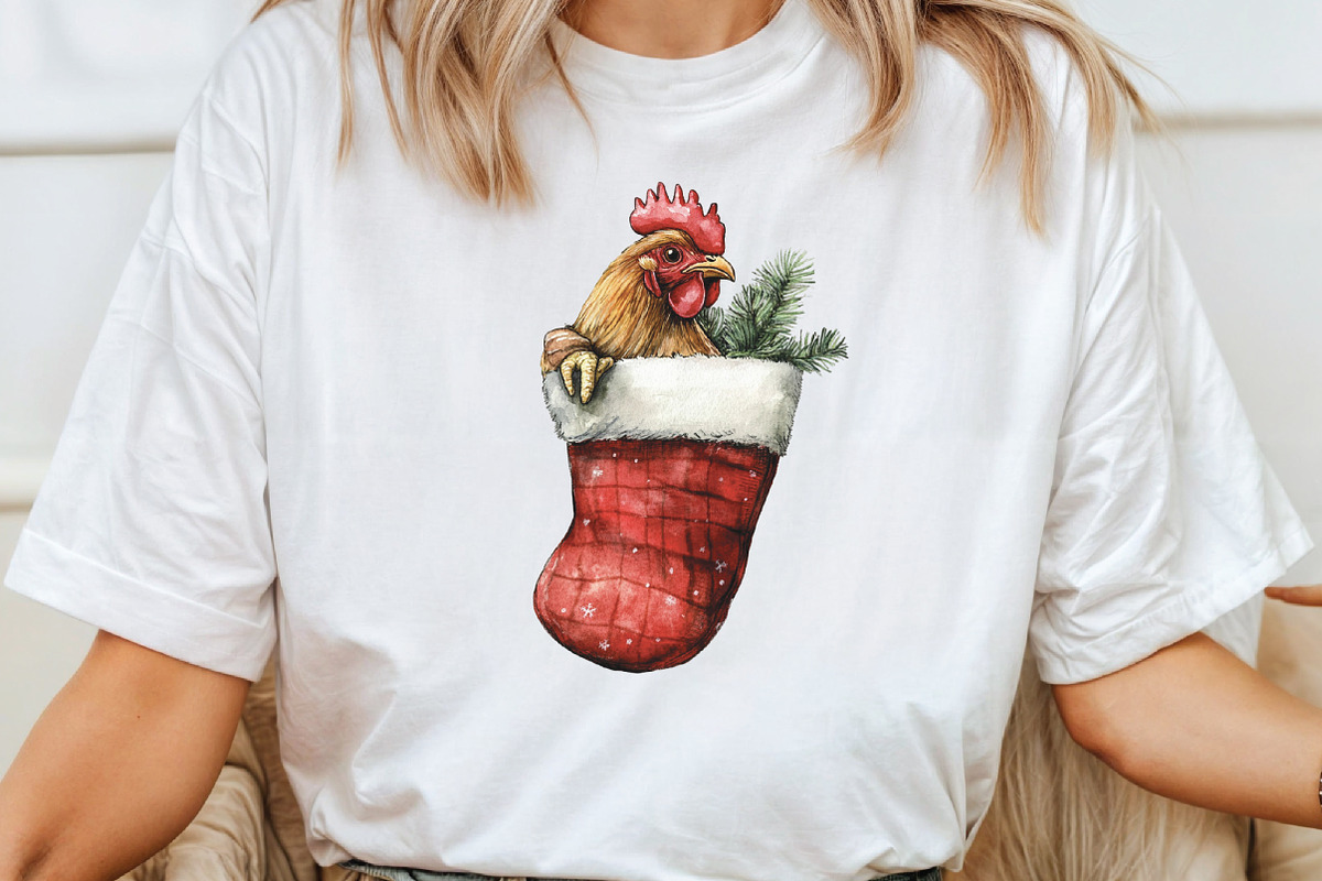 Funny Christmas Chicken Clipart, an Illustration by CraftArtStudio (Photo 4 of 6)