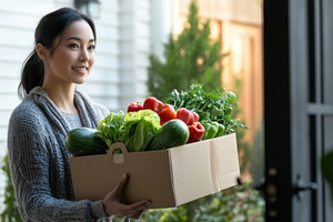 Woman brings in veggies, a Photo by Beautiful things