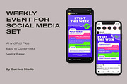 Weekly Event For Social Media Set, a Social Media Template by Gumico Studio. (Thumbnail 1 of 3)