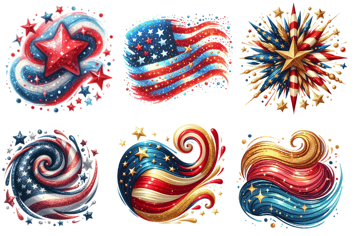 4th of July Brushstroke Sublimation, an Illustration by Designworld (Photo 6 of 7)