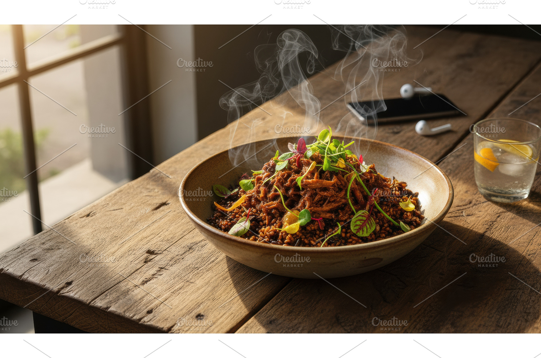 Steaming dish of pulled pork or beef, a Food & Drink Photo by Igor Tichonow